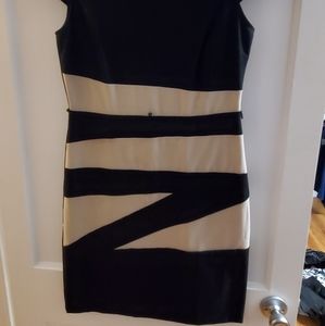 AB Studio black and tan-striped dress